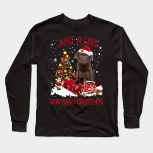 Chocolate Labrador Just A Girl Who Loves Christmas Long Sleeve T-Shirt